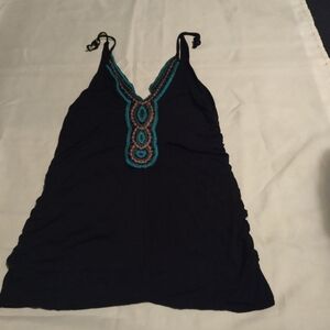 Rue 21 Black Sleeveless Top with Embroidered Detail